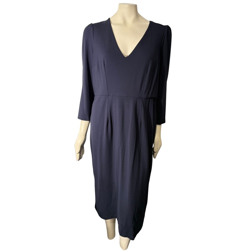 Boden Bethany Ponte Midi Dress Navy Knee Length Work‎ Minimalist Modest 16-18R